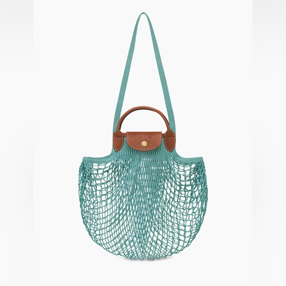 Longchamp Handbags - Longchamp Le Pliage Filet Knit Top Handle Bag Lagoon